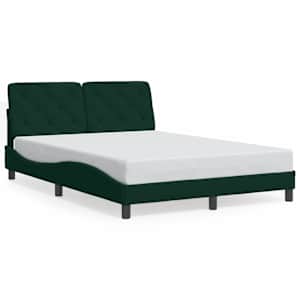 Rám postele bez matrace tmavě zelená 140 x 190 cm samet - obrázek 2
