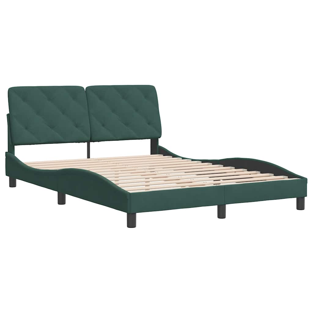vidaXL Bedframe zonder matras 140x200 cm fluweel donkergroen groen, foto 2