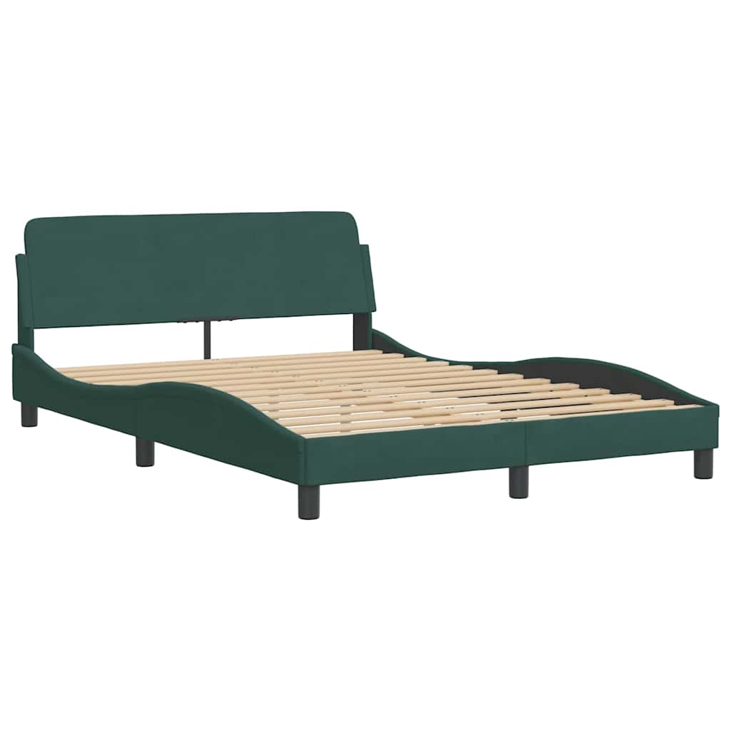 vidaXL Bedframe zonder matras 140x200 cm fluweel donkergroen groen, foto 4