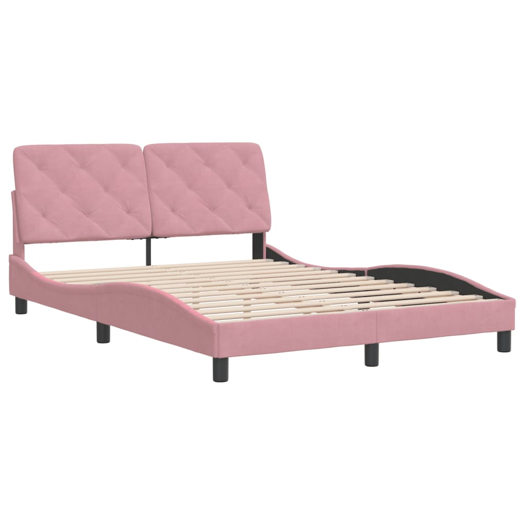 vidaXL Bedframe met hoofdeinde fluweel roze 140x200 cm afbeelding