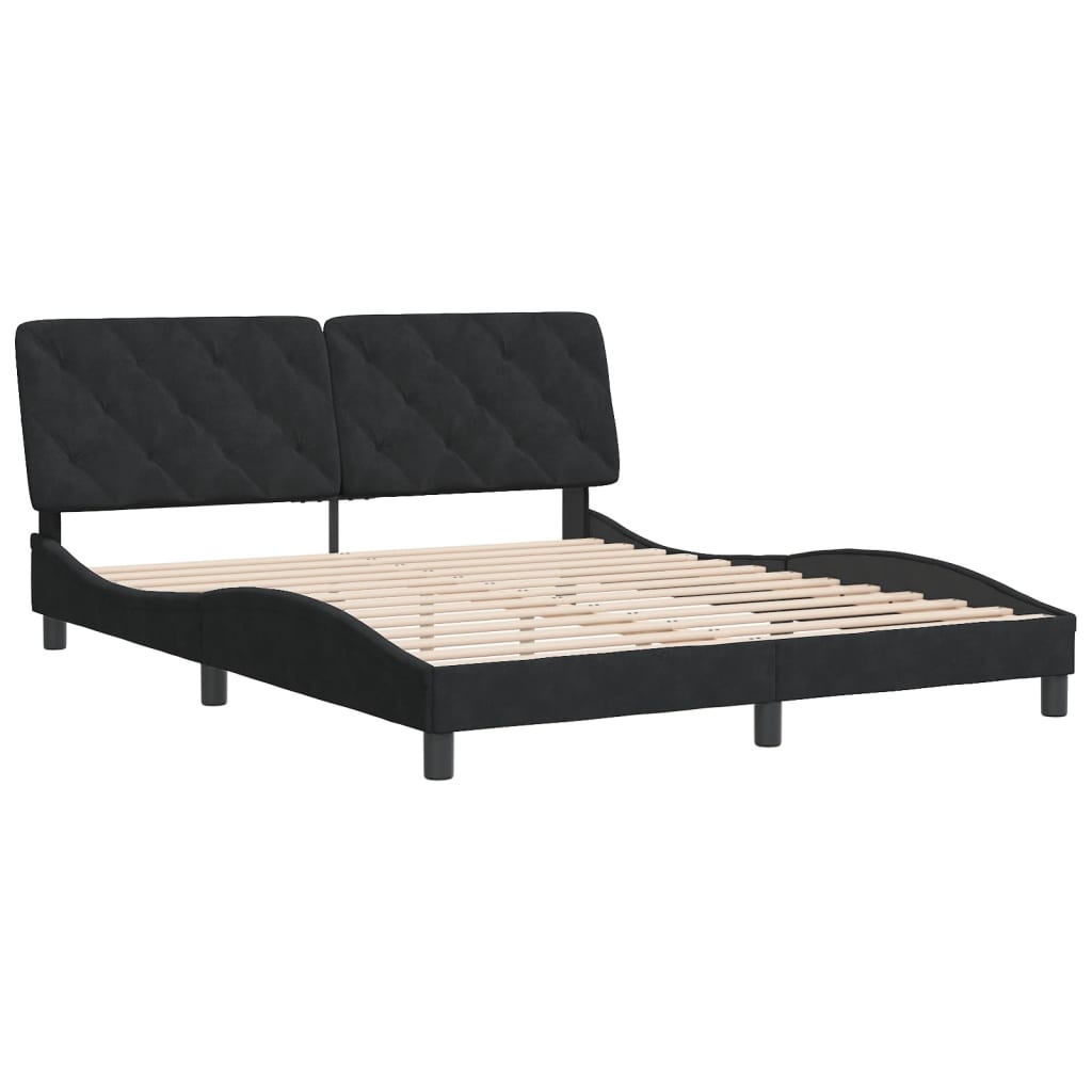 vidaXL Bedframe zonder matras 160x200 cm fluweel zwart afbeelding