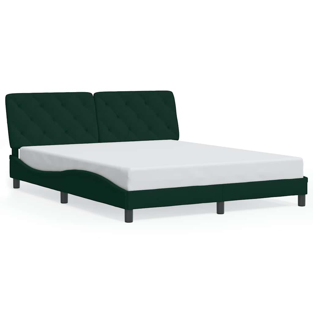 vidaXL Bedframe zonder matras 160x200 cm fluweel donkergroen groen, foto 3
