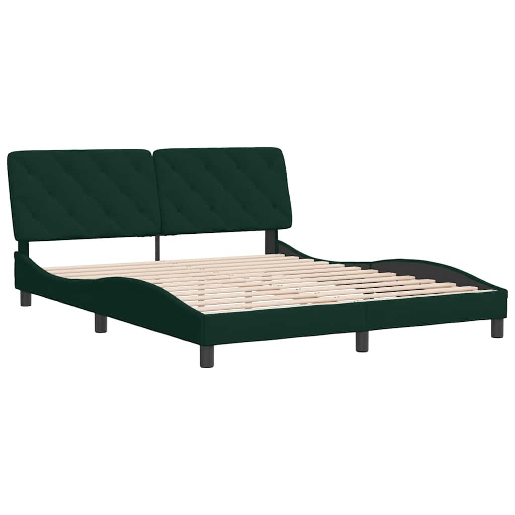 vidaXL Bedframe zonder matras 160x200 cm fluweel donkergroen groen, foto 2