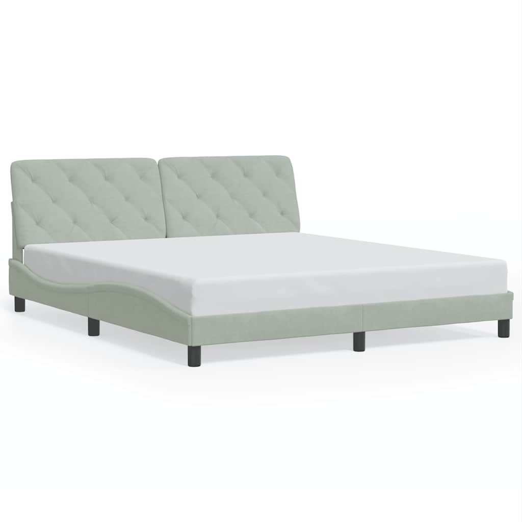vidaXL Bedframe zonder matras 180x200 cm fluweel lichtgrijs grijs, foto 3