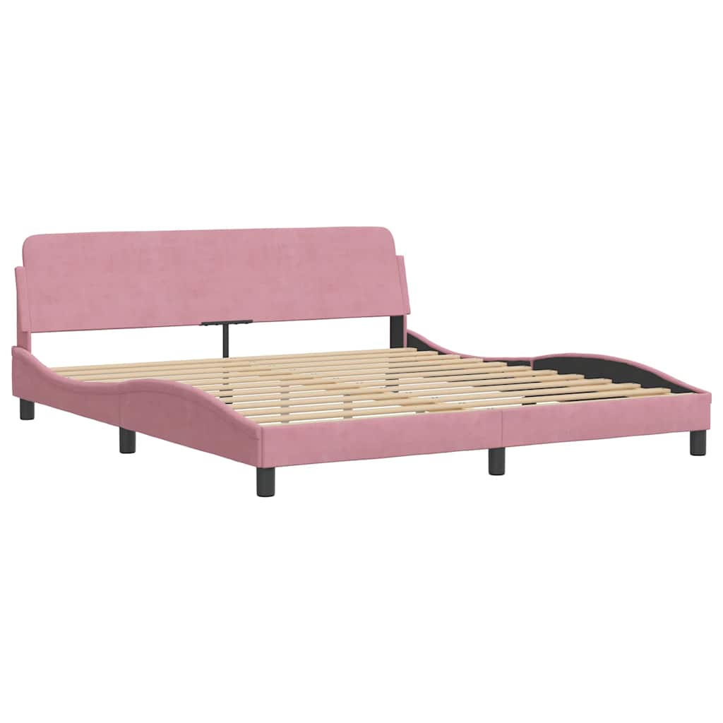 vidaXL Bedframe zonder matras fluweel roze 180x200 cm, foto 4