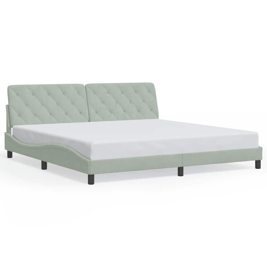 vidaXL Bedframe zonder matras 200x200 cm fluweel lichtgrijs grijs, foto 3