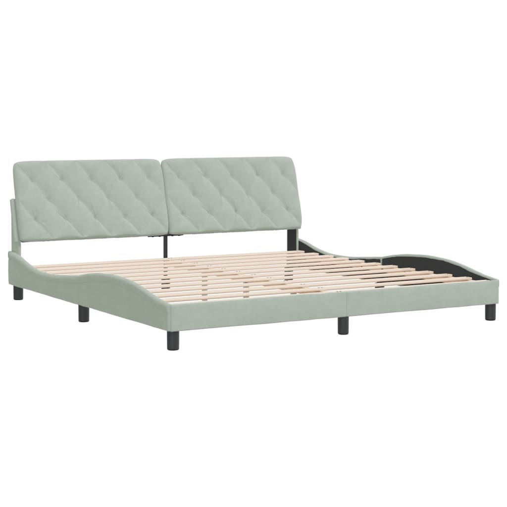 vidaXL Estrutura de cama c/ cabeceira 200x200 cm veludo cinzento-claro