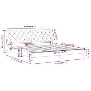 Rám postele bez matrace tmavě šedý 200 x 200 cm samet - obrázek 12