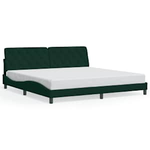 Rám postele bez matrace tmavě zelená 200 x 200 cm samet - obrázek 2