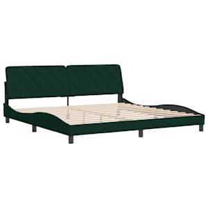 Rám postele bez matrace tmavě zelená 200 x 200 cm samet - obrázek 3