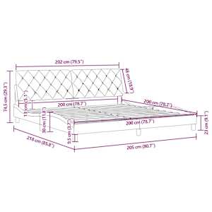 Rám postele bez matrace tmavě zelená 200 x 200 cm samet - obrázek 12
