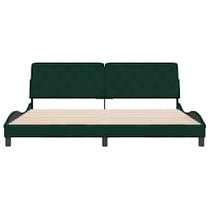 Rám postele bez matrace tmavě zelená 200 x 200 cm samet - obrázek 5