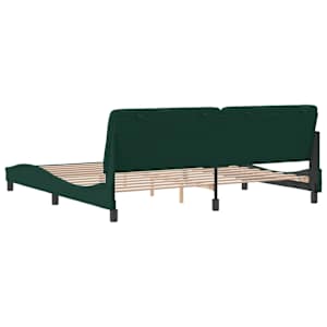 Rám postele bez matrace tmavě zelená 200 x 200 cm samet - obrázek 7