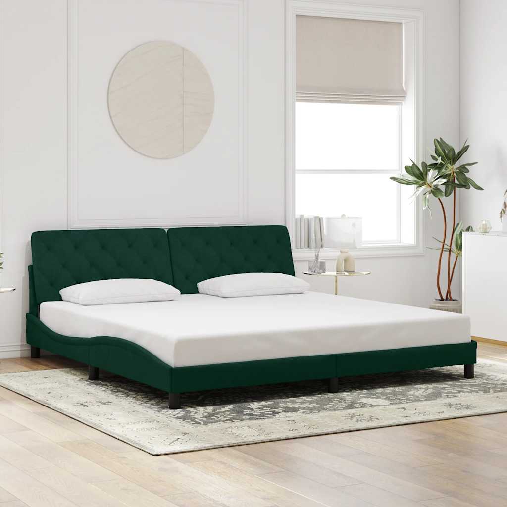 vidaXL sengeramme uden madras Mørkegrøn 200x200 cm Fløjl