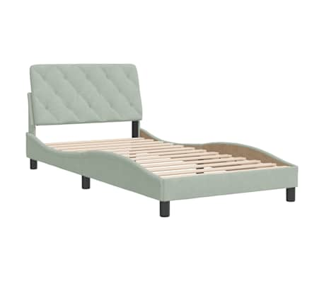 vidaXL Bed Frame without Mattress Light Gray 39.4"x74.8" Velvet