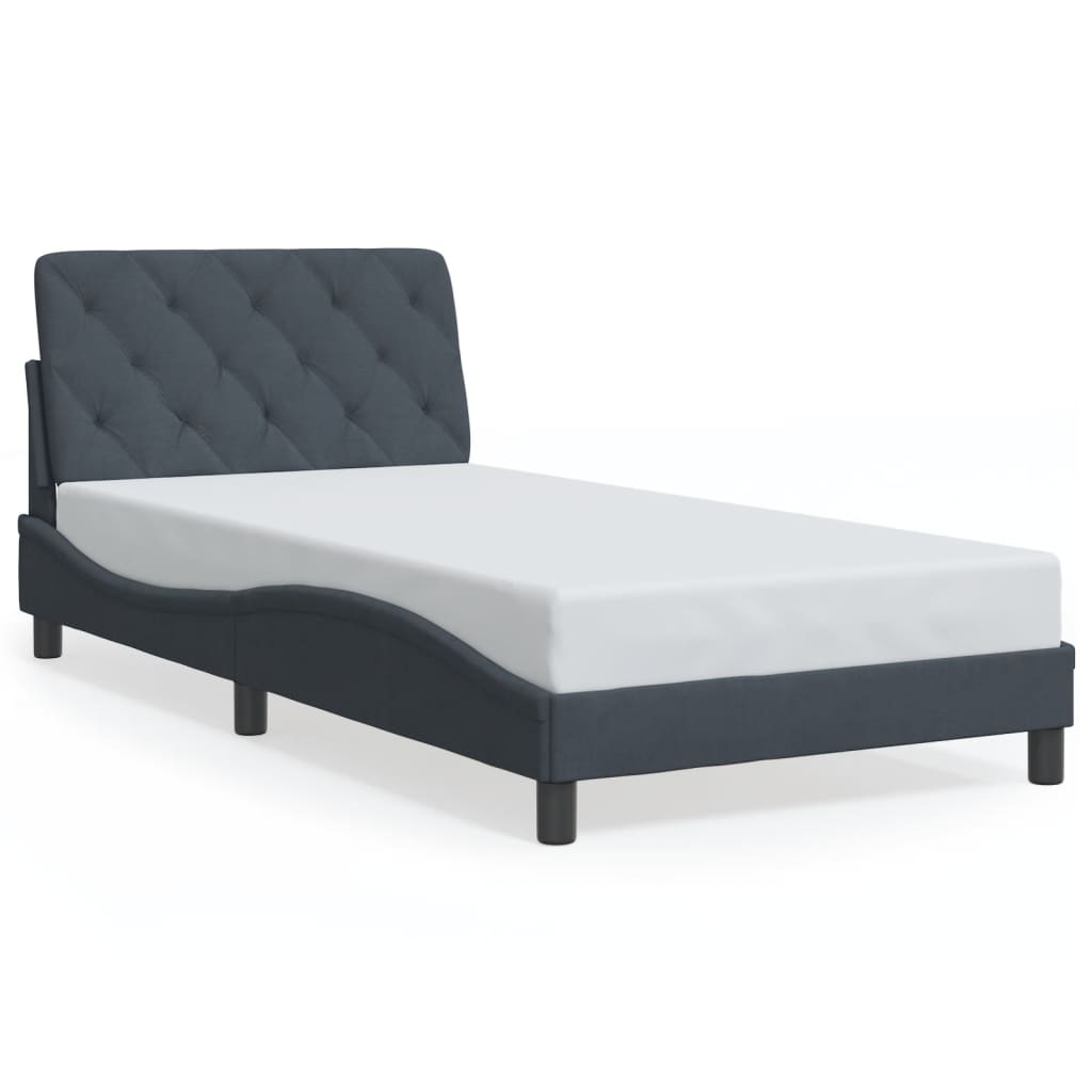 VidaXL Bed Frame Without Mattress Dark Gray 39.4x79.9 Velvet