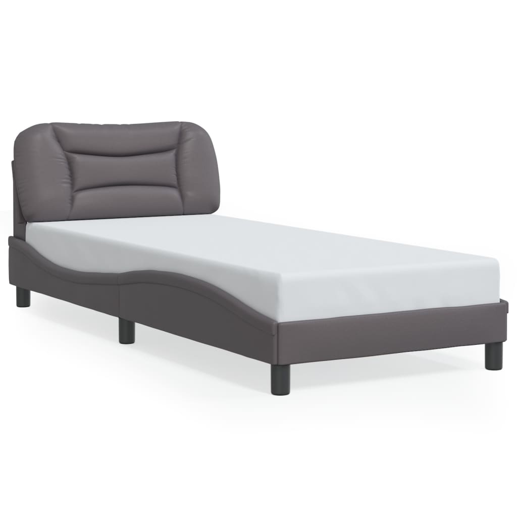 vidaXL Rám postele s čelem šedý 80 x 200 cm umělá kůže