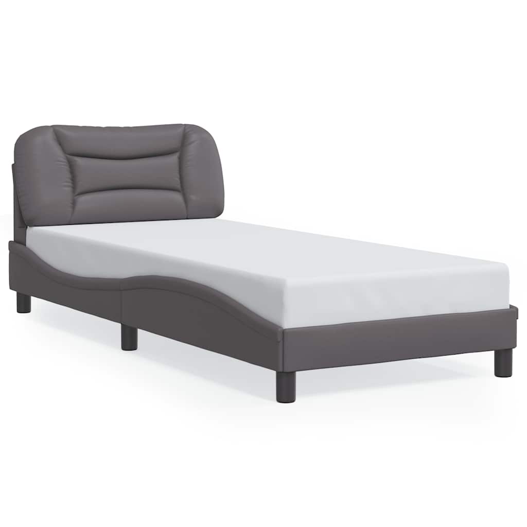 vidaXL Bedframe zonder matras "Hvar" kunstleer grijs 80x200 cm, foto 3