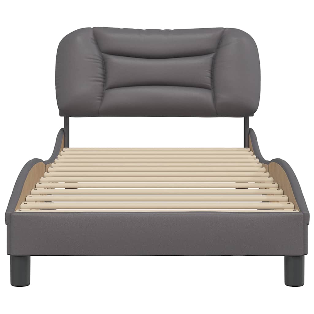 vidaXL Bedframe zonder matras "Hvar" kunstleer grijs 80x200 cm, foto 4