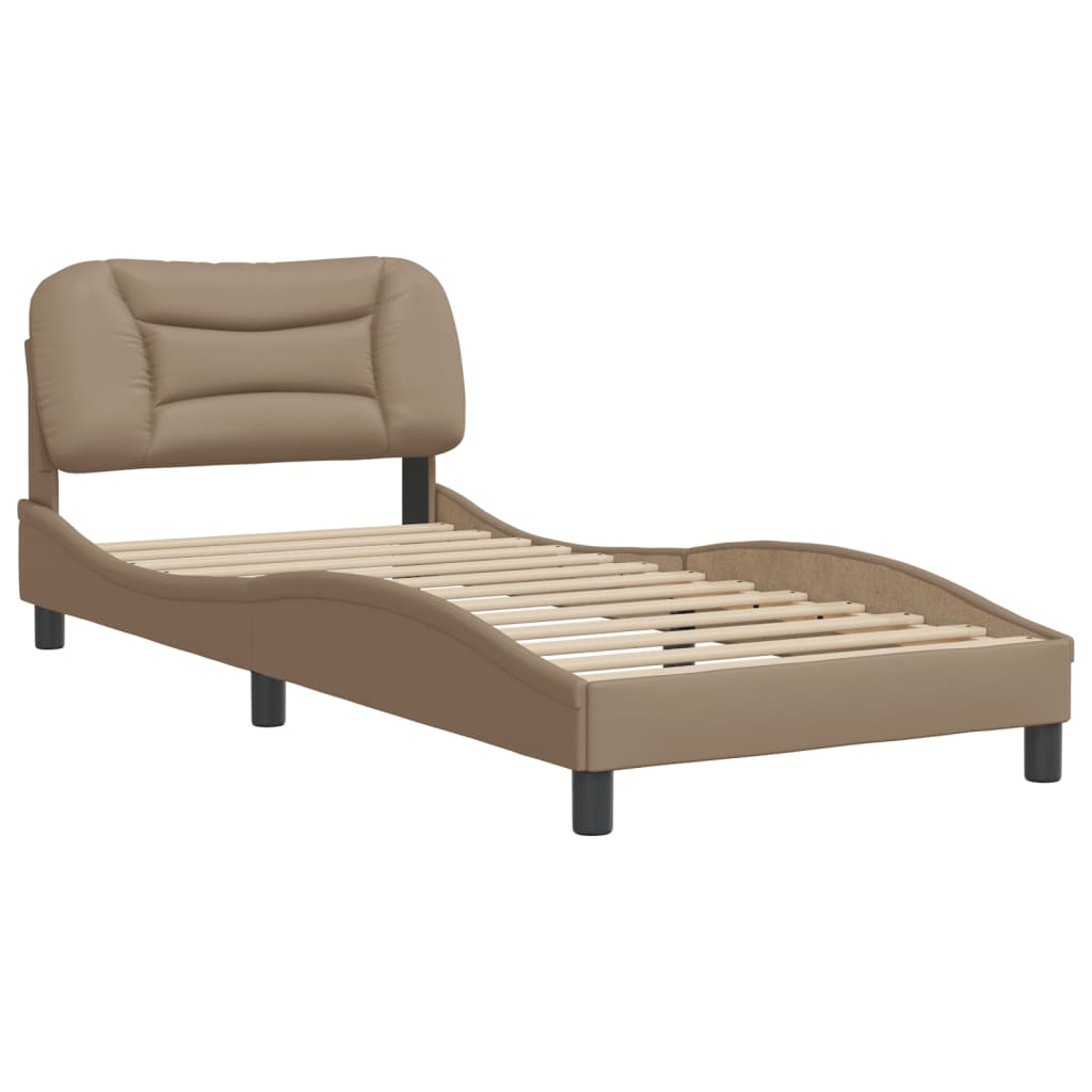 vidaXL Bedframe met hoofdbord kunstleer cappucinnokleurig 80x200 cm afbeelding
