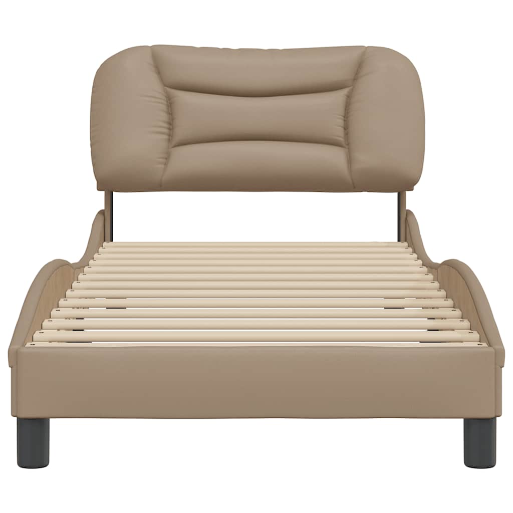 vidaXL Bedframe zonder matras "Hvar" kunstleer cappucinnokleurig 80x200 cm bruin, foto 4