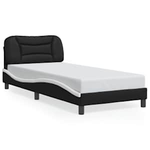 Rám postele bez matrace Hvar černý a bílý 80 x 200 cm umělá kůže - obrázek 2