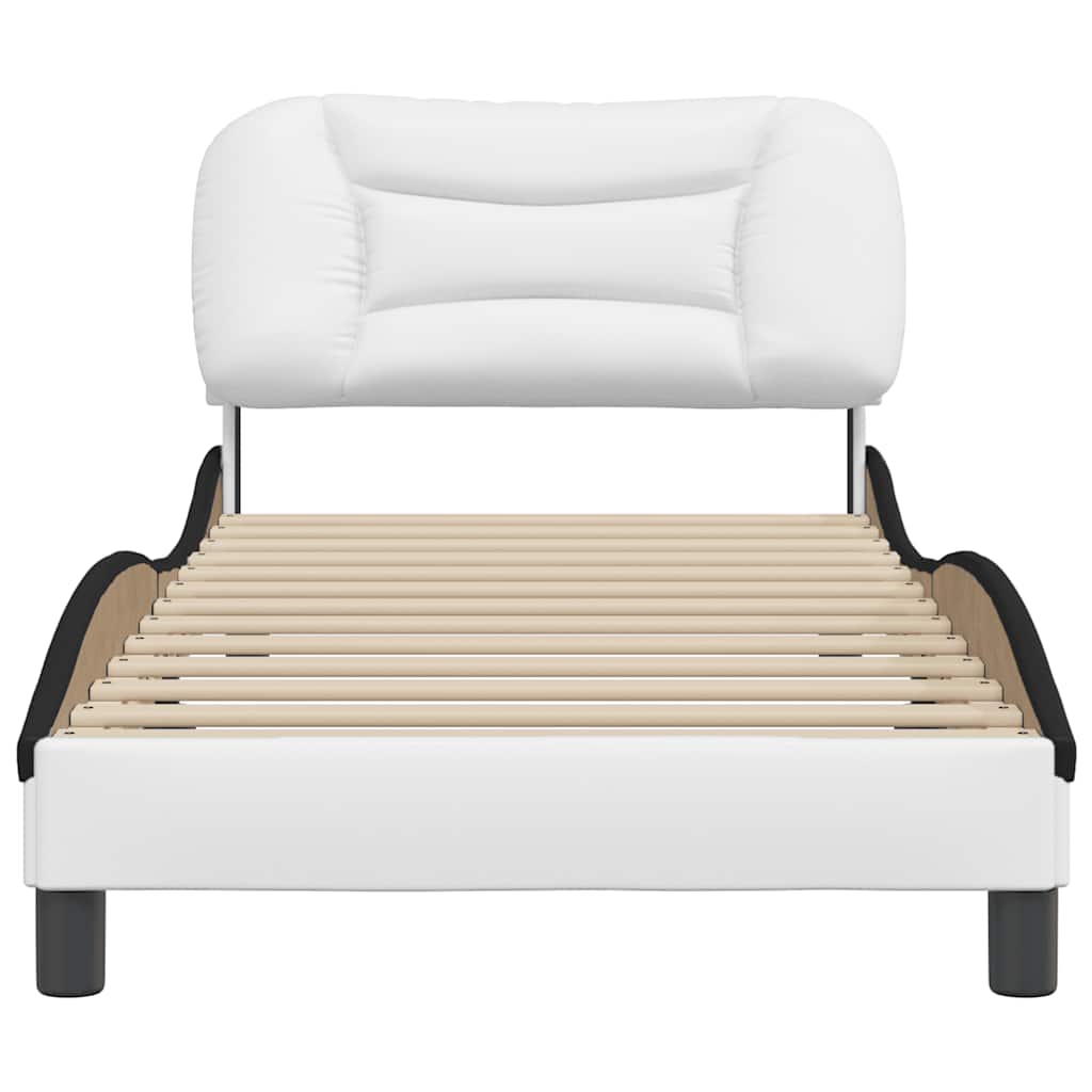 vidaXL Bedframe zonder matras "Hvar" kunstleer wit en zwart 80x200 cm, foto 4