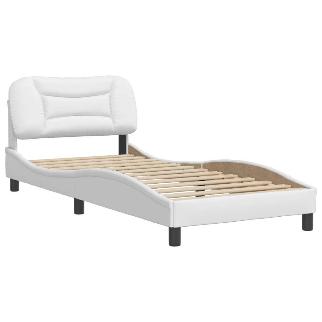 vidaXL Bedframe met hoofdbord kunstleer wit 90x190 cm afbeelding