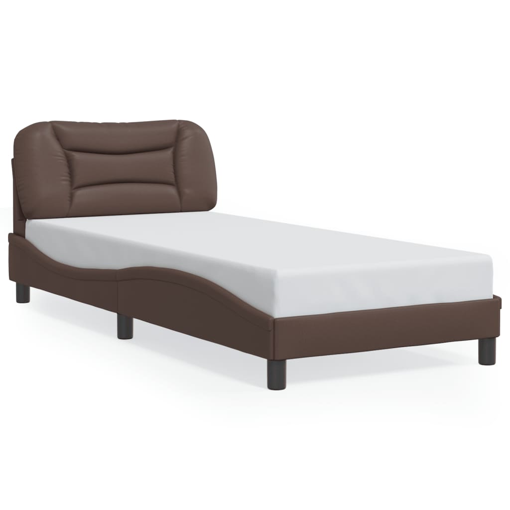vidaXL Rám postele s čelem hnědý 90x190 cm umělá kůže