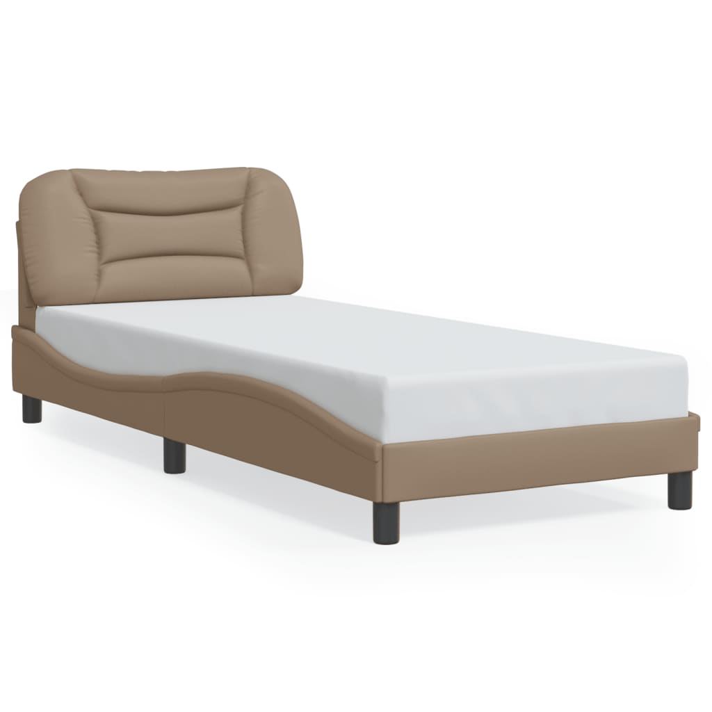 vidaXL Rám postele s čelem cappuccino 90x190 cm umělá kůže