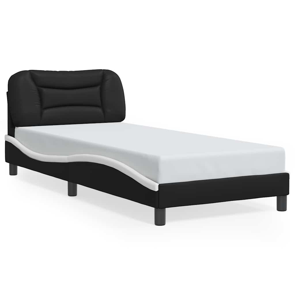vidaXL Bed Frame without Mattress "Hvar" Black and White 90x190 cm