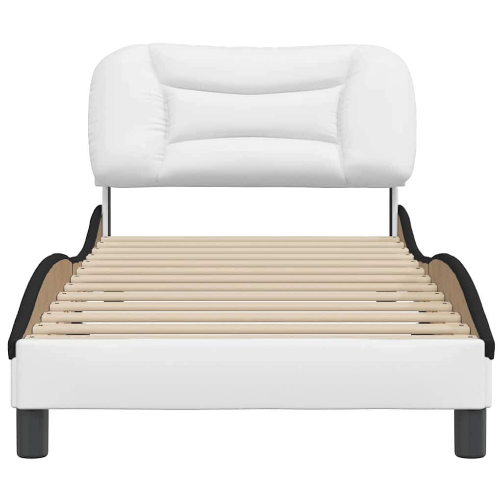 vidaXL Bedframe zonder matras "Hvar" kunstleer zwart en wit 90x190 cm, foto 4