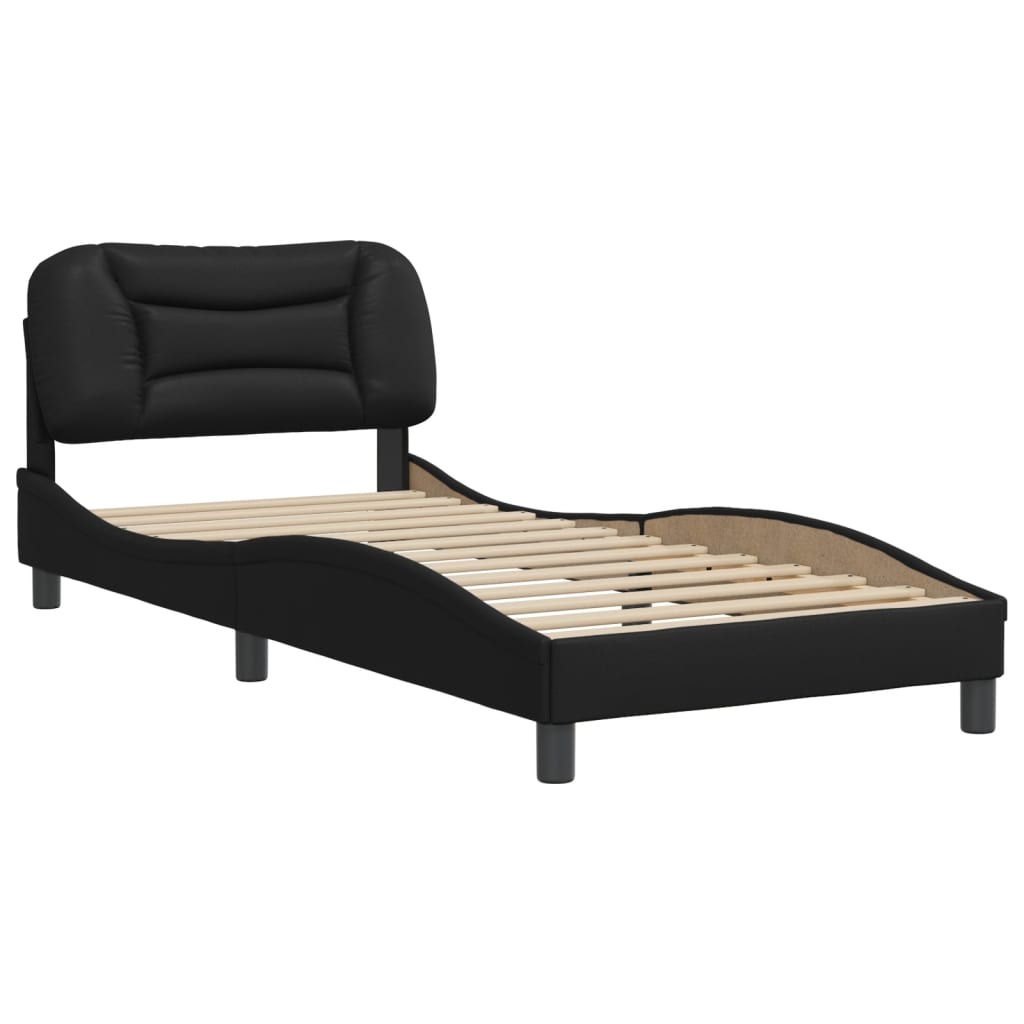 vidaXL Bedframe met hoofdbord kunstleer zwart 90x200 cm afbeelding
