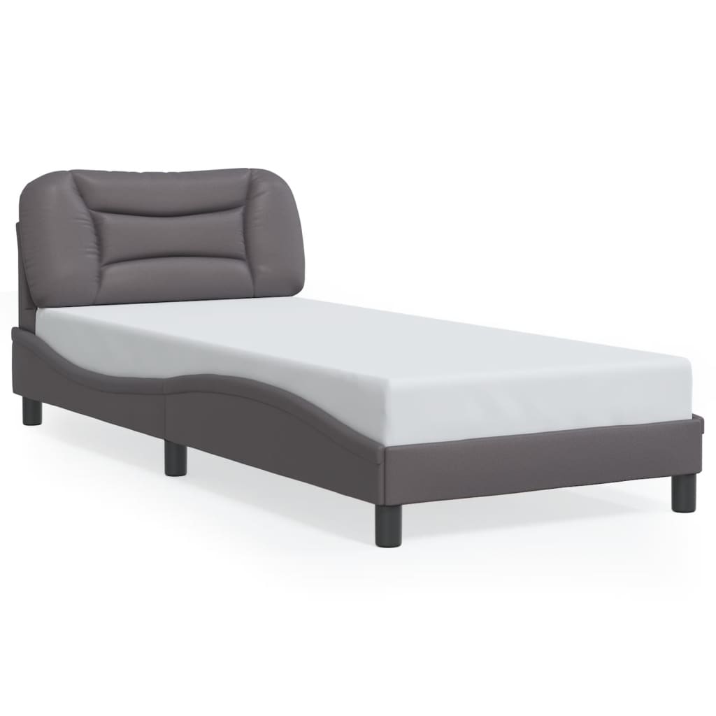 vidaXL Rám postele s čelem šedý 90x200 cm umělá kůže