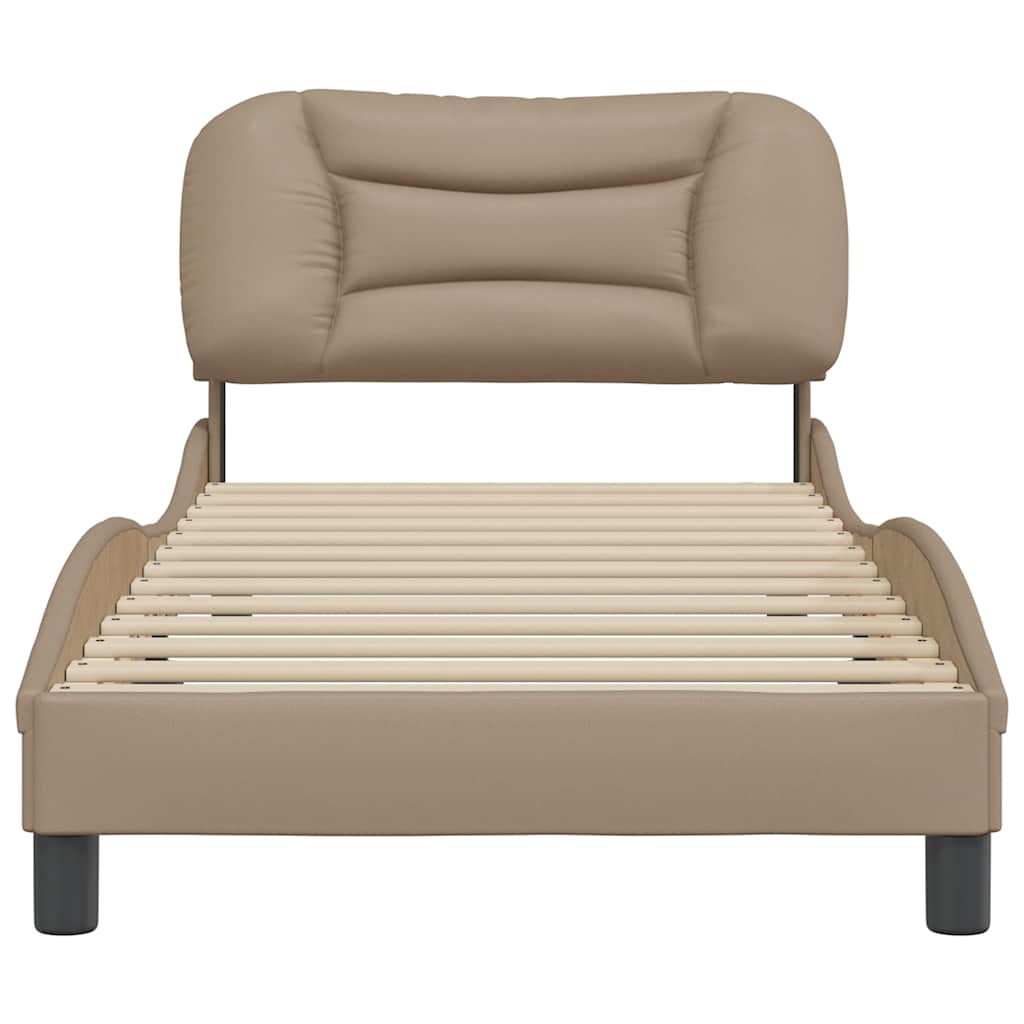 vidaXL Bedframe zonder matras "Hvar" kunstleer cappuccinokleurig 90x200 cm bruin, foto 4