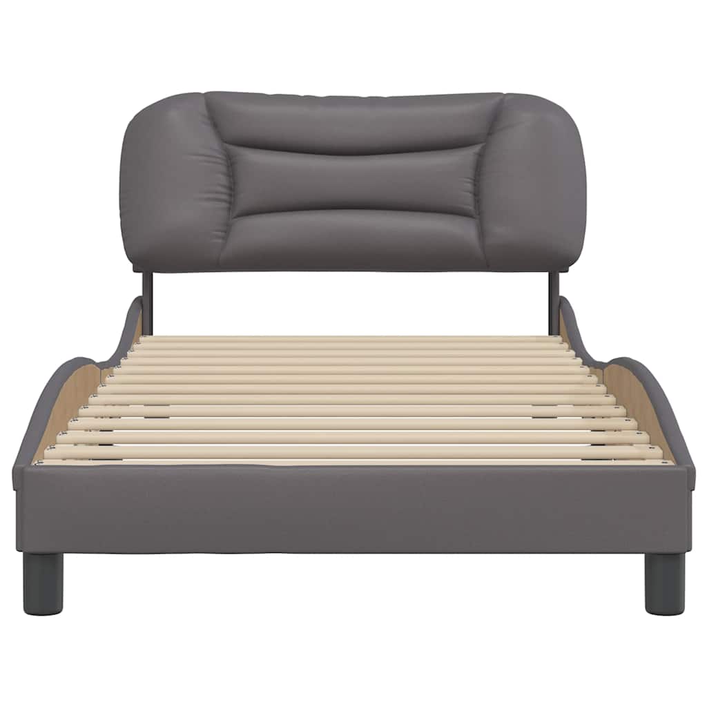 vidaXL Bedframe zonder matras "Hvar" kunstleer grijs 100x200 cm, foto 4