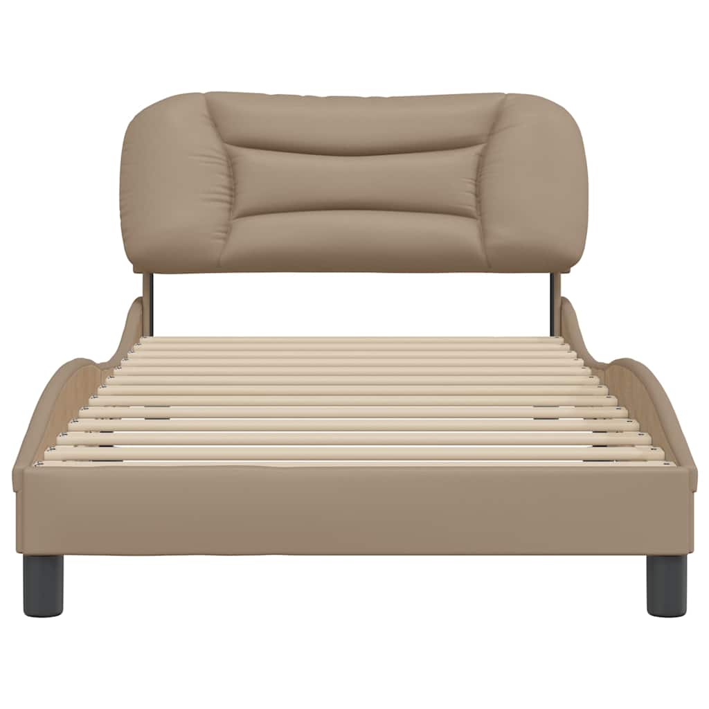 vidaXL Bedframe zonder matras "Hvar" kunstleer cappuccinokleurig 100x200 cm bruin, foto 4