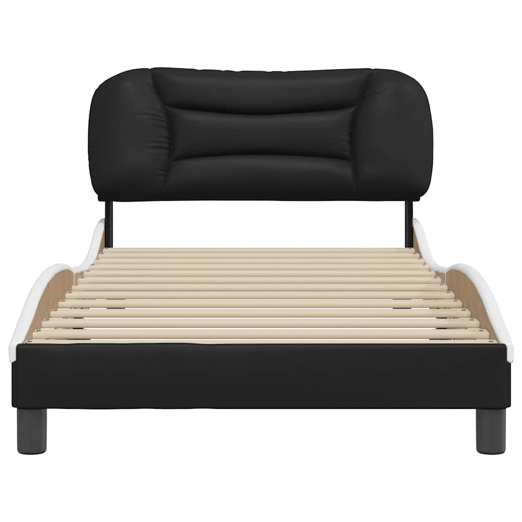 vidaXL Bedframe zonder matras "Hvar" kunstleer zwart en wit 100x200 cm, foto 4