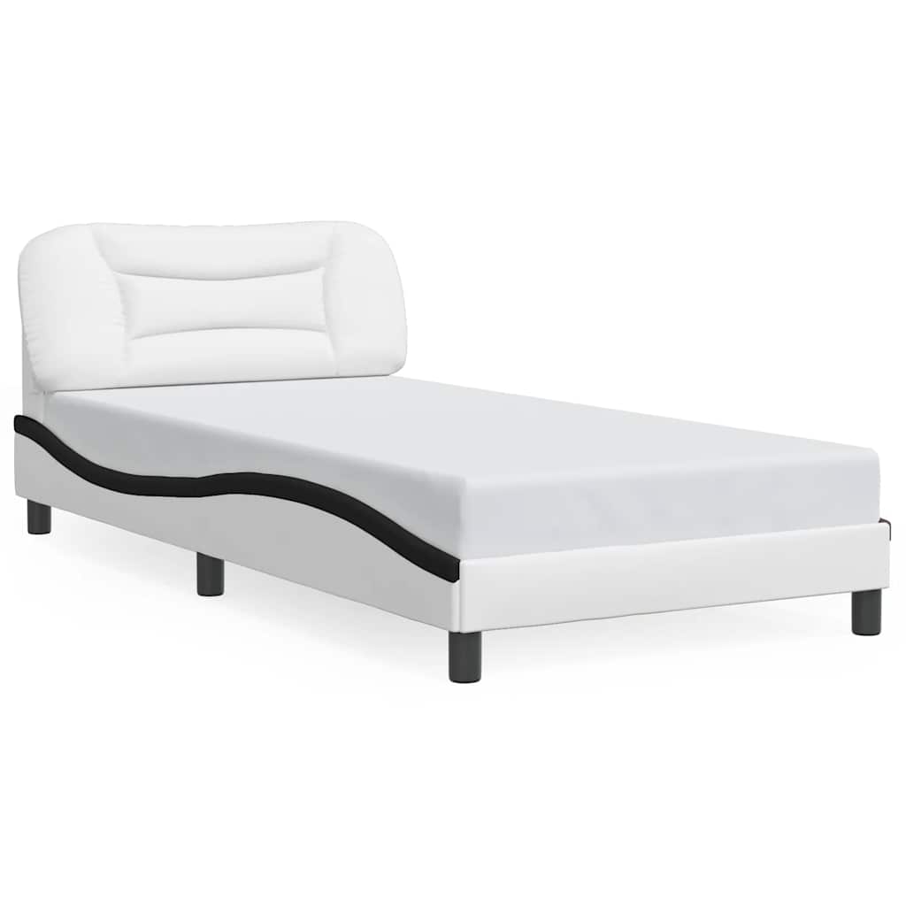 vidaXL Bedframe zonder matras "Hvar" kunstleer zwart en wit 100x200 cm, foto 3