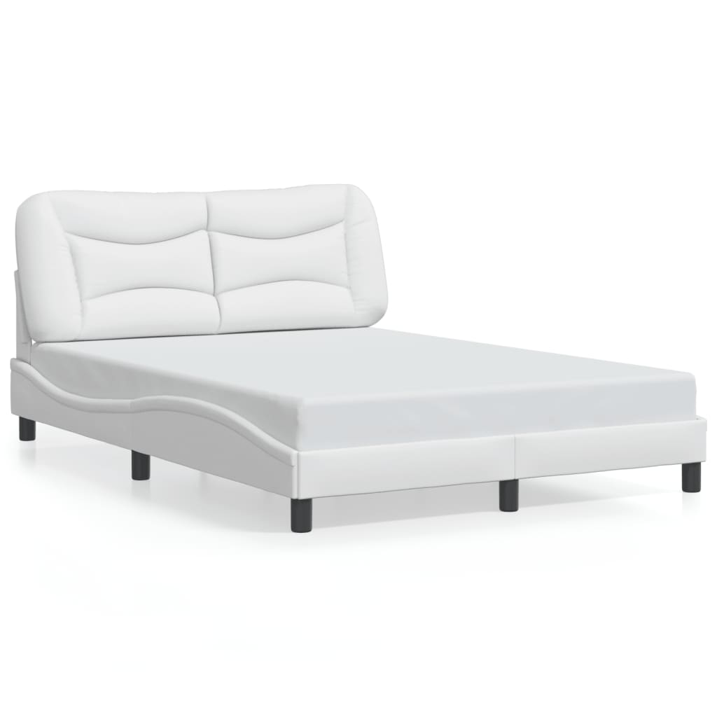 vidaXL Cadru de pat cu tăblie, alb, 120x200 cm, piele ecologică
