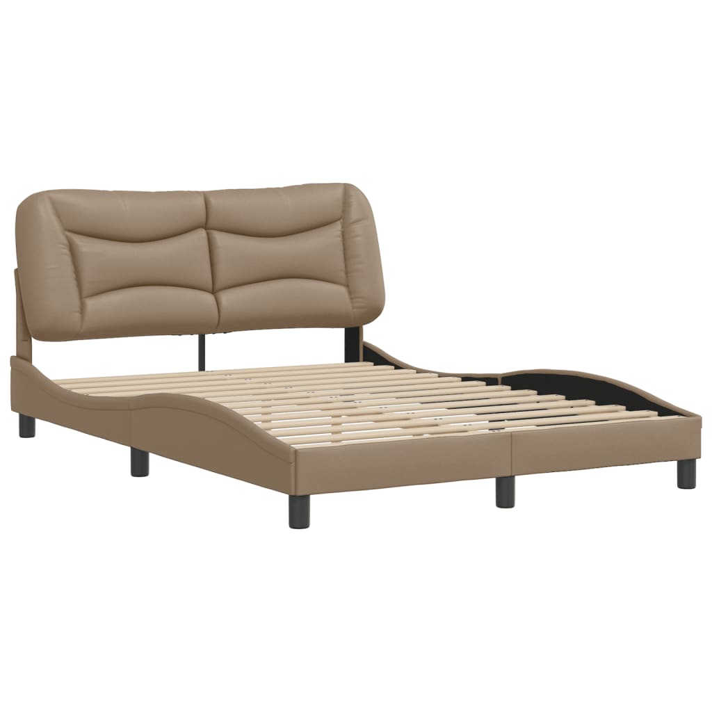 vidaXL Bedframe met hoofdbord kunstleer cappuccinokleurig 120x200 cm afbeelding