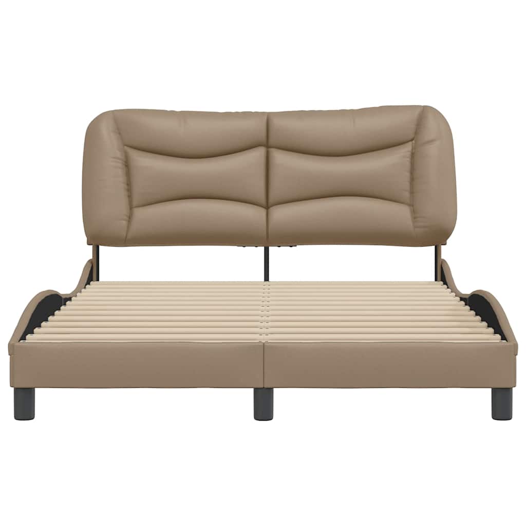 vidaXL Bedframe zonder matras "Hvar" kunstleer cappuccinokleurig 120x200 cm bruin, foto 4