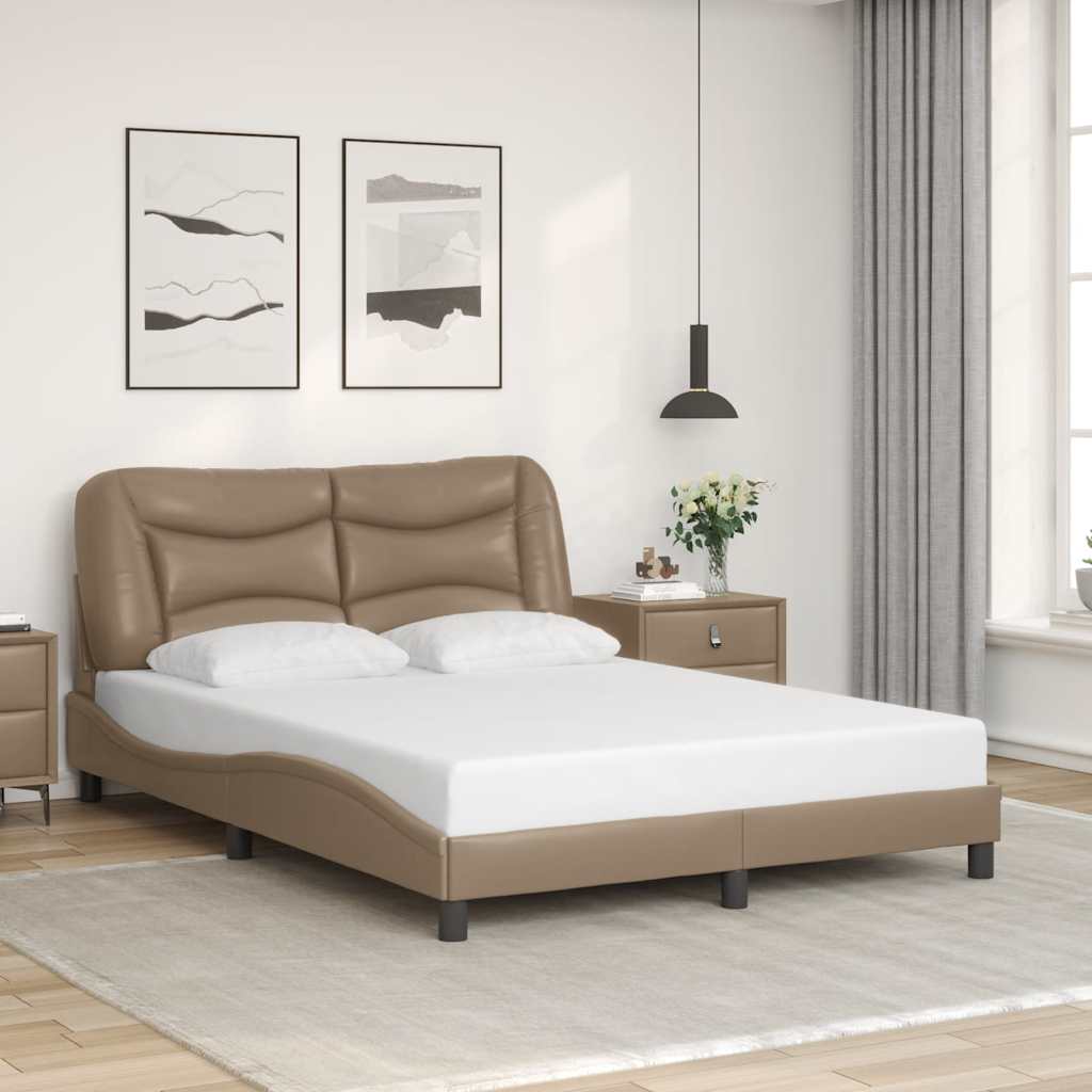 vidaXL sengeramme uden madras Hvar 120x200 cm kunstlæder cappuccinofarvet
