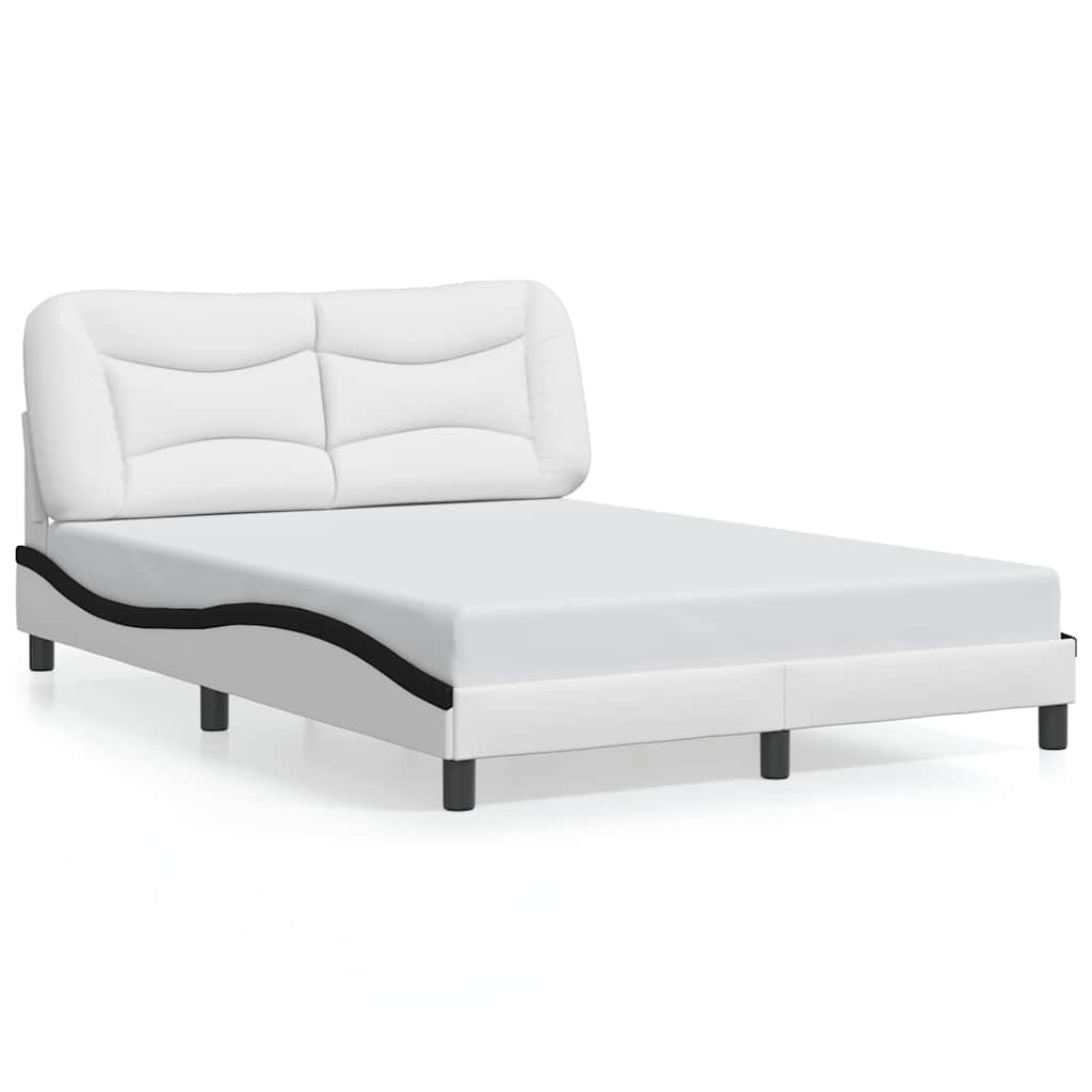 vidaXL Bedframe zonder matras "Hvar" kunstleer zwart en wit 120x200 cm, foto 3