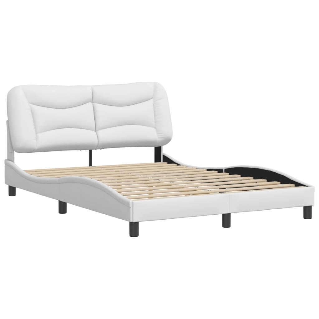 vidaXL Bedframe met hoofdbord kunstleer wit 140x190 cm afbeelding