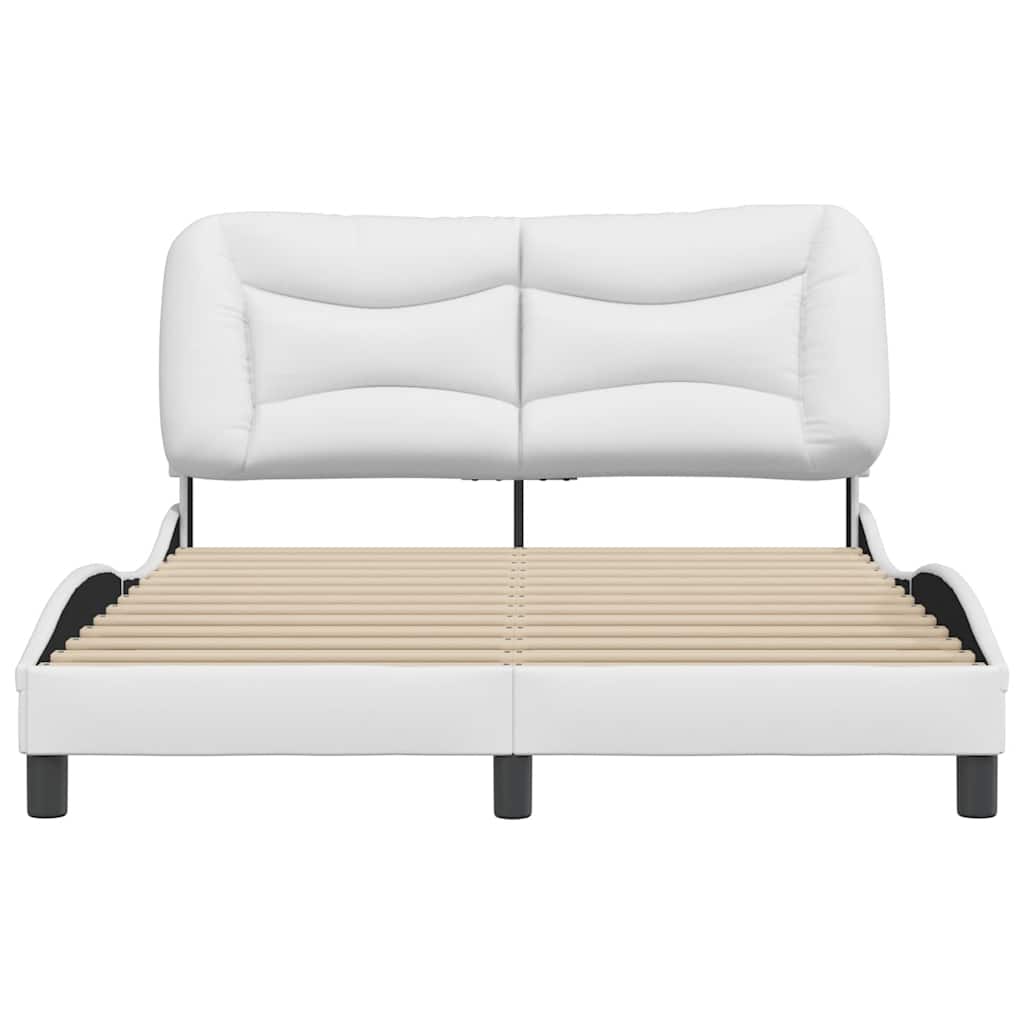 vidaXL Bedframe zonder matras "Hvar" kunstleer wit 140x190 cm, foto 4