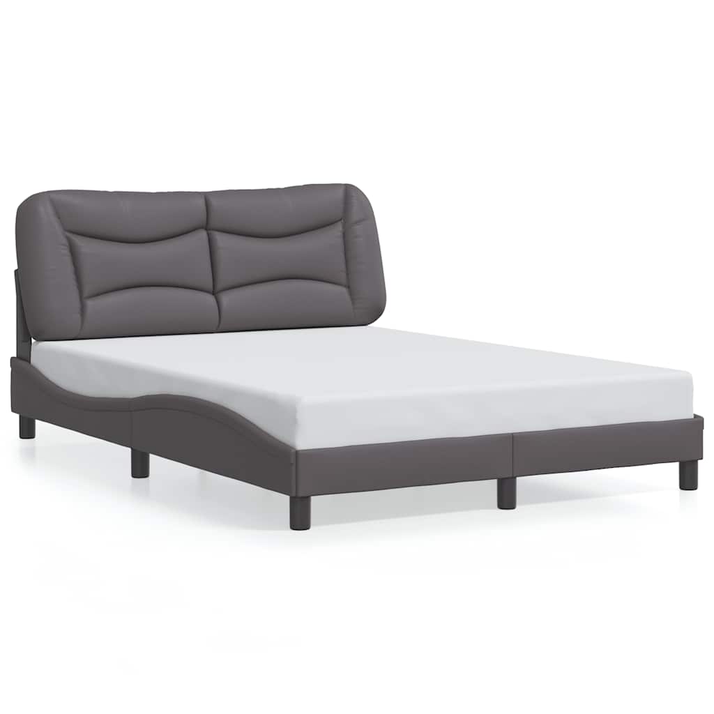 vidaXL Bedframe zonder matras "Hvar" kunstleer grijs 140x190 cm, foto 3
