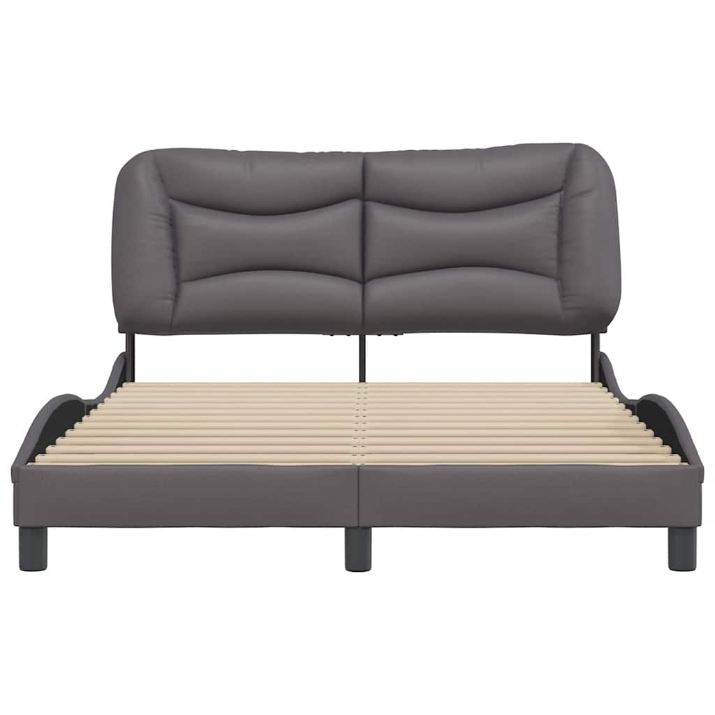 vidaXL Bedframe zonder matras "Hvar" kunstleer grijs 140x190 cm, foto 4
