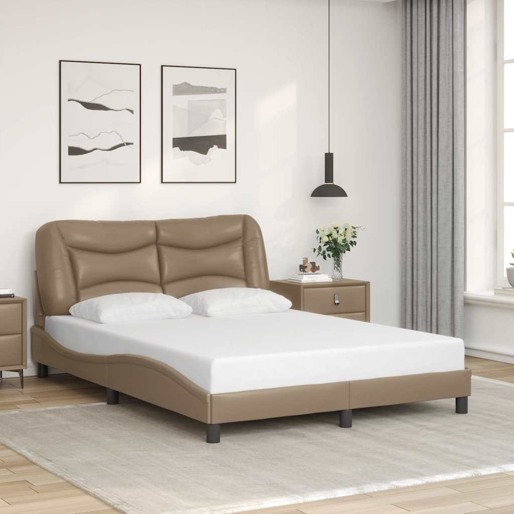 vidaXL Bettgestell ohne Matratze "Hvar" Cappuccino-Braun 140x190 cm Kunstleder