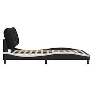 Rám postele bez matrace Hvar černý a bílý 140 x 190 cm umělá kůže - obrázek 7